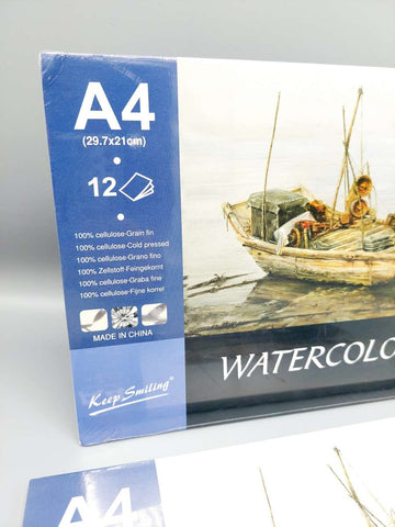 Keep Smiling Water Color Pad 12 Sheets Of A4 Size for Art Painting, Wet & Mixed Media Water Color Painting